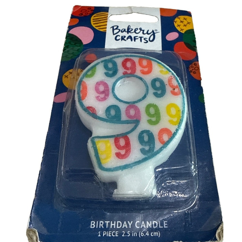 Bakery Crafts #9 Numeral * Candles Birthday Cake Candle Colorful 3 inch